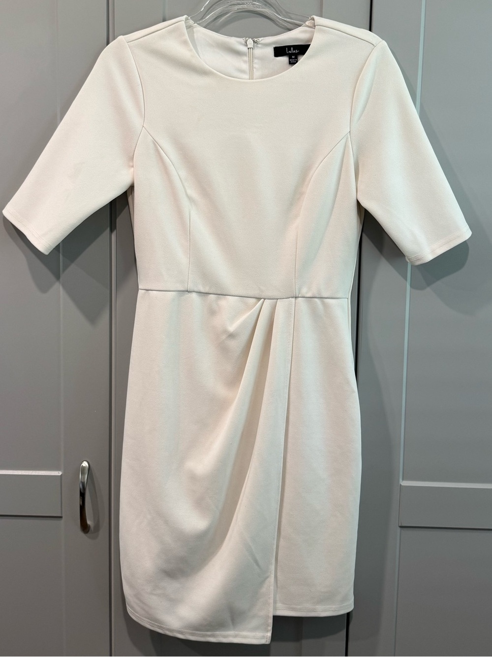 Lulu's Ivory Short Sleeve Midi Sheath Dress